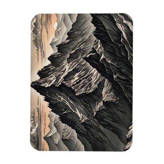 Zonsondergang bij de bergen kunstwerk magneet (Verticaal)