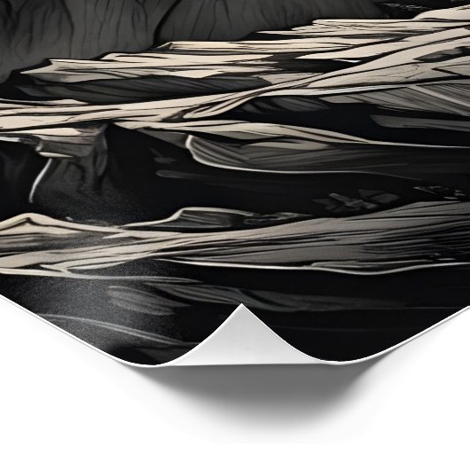 Zonsondergang bij de bergen kunstwerk perfect poster (Hoek)