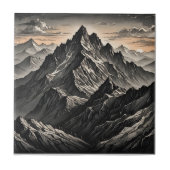 Zonsondergang bij de bergen kunstwerk tegeltje (Voorkant)