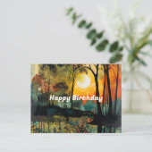 Zonsondergang bij de Forest Lake Verjaardag Briefkaart (Staand voorkant)