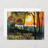 Zonsondergang bij de Forest Lake Verjaardag Briefkaart (Voorkant / Achterkant)