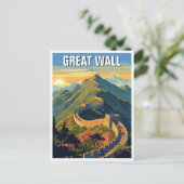Zonsondergang bij de Grote Muur van China Travel Briefkaart (Staand voorkant)