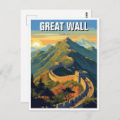 Zonsondergang bij de Grote Muur van China Travel Briefkaart (Voorkant / Achterkant)