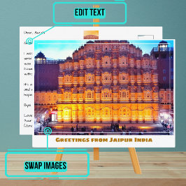 Zonsondergang bij de Hawa Mahal in Jaipur India Briefkaart