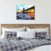Zonsondergang bij de Huntington Beach Pier  Canvas Afdruk (Insitu (Slaapkamer))