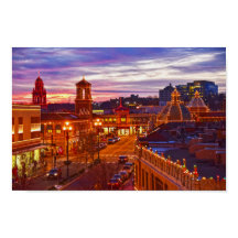 Zonsondergang bij de Kansas City Plaza Lights