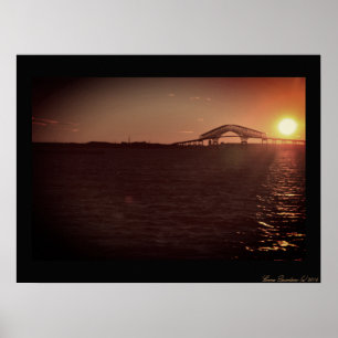 Zonsondergang bij de Key Bridge over de Chesapeake Poster