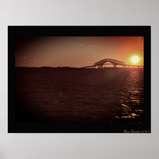 Zonsondergang bij de Key Bridge over de Chesapeake Poster