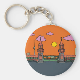 Zonsondergang bij de Oberbaumbrücke in Berlijn Sleutelhanger