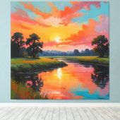 Zonsondergang bij de rivier canvas afdruk (Insitu (Houten vloer))