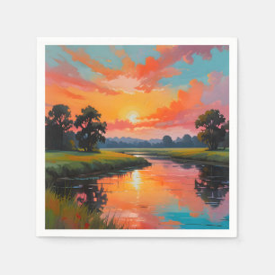 Zonsondergang bij de rivier servet