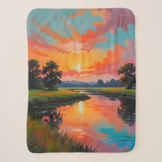 Zonsondergang bij de rivier sherpa deken