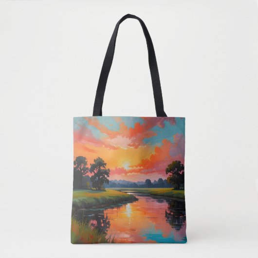 Zonsondergang bij de rivier tote bag (Voorkant)