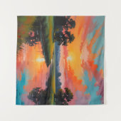 Zonsondergang bij de rivier wandkleed (Voorkant (horizontaal))