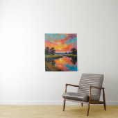 Zonsondergang bij de rivier wandkleed (In situ)