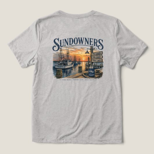Zonsondergang bij de Steiger Tri-Blend Shirt (Design achterkant)
