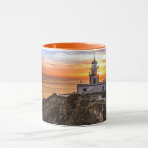 Zonsondergang bij de vuurtoren mok