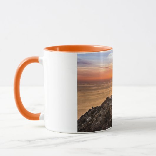 Zonsondergang bij de vuurtoren mok (Links)