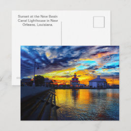Zonsondergang bij de vuurtoren van het New Basin C Briefkaart