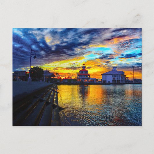 Zonsondergang bij de vuurtoren van het New Basin C Briefkaart (Voorkant)