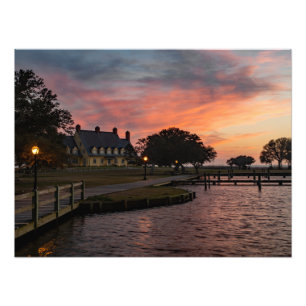 Zonsondergang bij de Whalehead Club Foto Afdruk