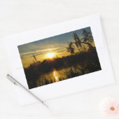 Zonsondergang bij een meertje met rietpluimen. rechthoekige sticker (Envelop)