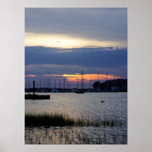 Zonsondergang bij Folly Harbor Poster (Voorkant)