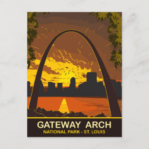 Zonsondergang bij Gateway Arch, St Louis, Reizen Briefkaart