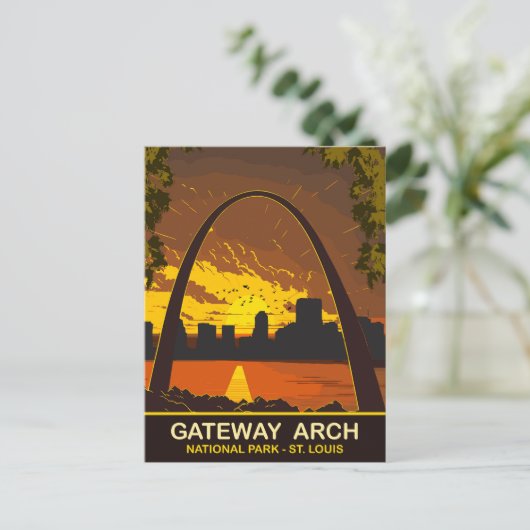 Zonsondergang bij Gateway Arch, St Louis, Reizen Briefkaart (Staand voorkant)