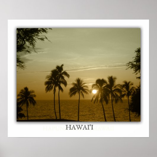 Zonsondergang bij Hapuna Beach, Hawaï Poster (Voorkant)