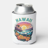 Zonsondergang bij Hawaii Beach Mountains Tropical  Blikjeskoeler (Blikje Voorkant)