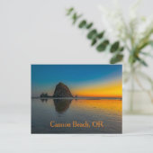 Zonsondergang bij Haystack Rock op Cannon Beach, O Briefkaart (Staand voorkant)