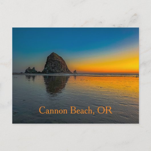 Zonsondergang bij Haystack Rock op Cannon Beach, O Briefkaart (Voorkant)