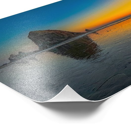 Zonsondergang bij Haystack Rock op Cannon Beach, O Foto Afdruk (Hoek)