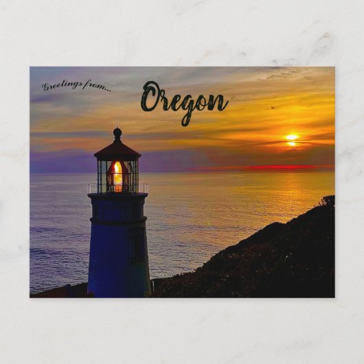 Zonsondergang bij Heceta Head Lighthouse Oregon Briefkaart (Voorkant)
