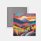 Zonsondergang bij herfstberglandschap magneet (Voorkant / Achterkant)