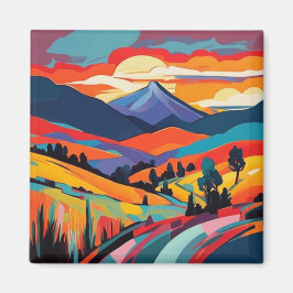 Zonsondergang bij herfstberglandschap magneet