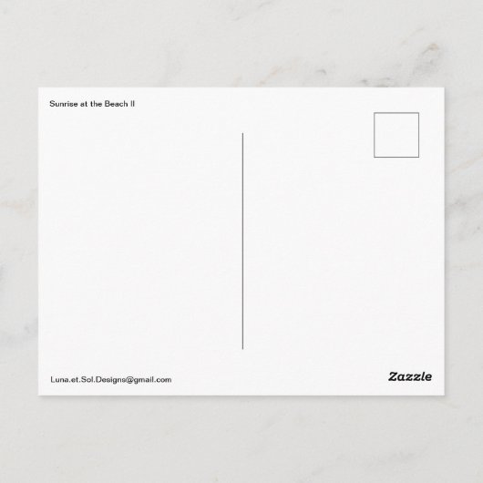 Zonsondergang bij het Beach II Briefkaart (Achterkant)