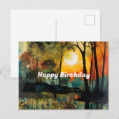 Zonsondergang bij het bosmeer verjaardag briefkaart (Voorkant / Achterkant)