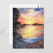 Zonsondergang bij het huisje briefkaart (Voorkant / Achterkant)