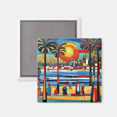 Zonsondergang bij het strand magneet (Voorkant / Achterkant)