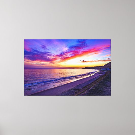 zonsondergang bij het strand verpakt canvas (Voorkant)