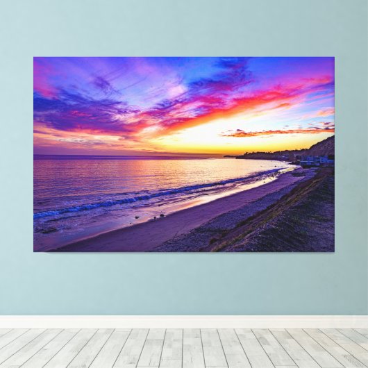 zonsondergang bij het strand verpakt canvas (Insitu (Houten vloer))