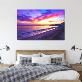 zonsondergang bij het strand verpakt canvas (Insitu (Slaapkamer))