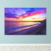 zonsondergang bij het strand verpakt canvas afdruk (Insitu (Houten vloer))