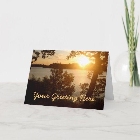 Zonsondergang bij het Wenskaart van het Meer Bedankkaart (Voorkant)