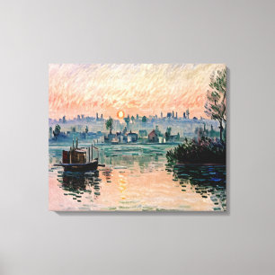 Zonsondergang bij Lavacourt (1) Een rustige avondg Canvas Afdruk