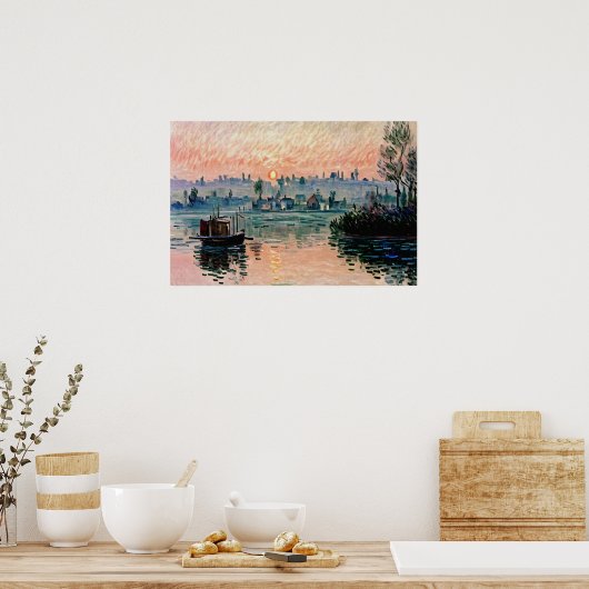 Zonsondergang bij Lavacourt (1) Een rustige avondg Poster (Keuken)