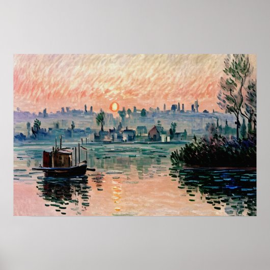 Zonsondergang bij Lavacourt (1) Een rustige avondg Poster (Voorkant)