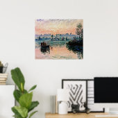 Zonsondergang bij Lavacourt (2) Een rustige avondg Poster (Thuiskantoor)